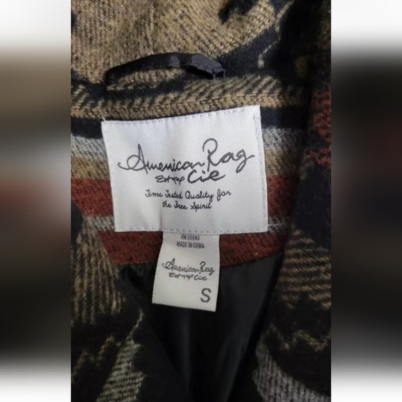 American Rag SOUTHWEST WRAP COAT women small Tribal Patterned Belted Jacket - Picture 6 of 10